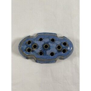 Rare VTG 1920s Fulper Art Pottery Blue Brown Glaze Flower Frog #655